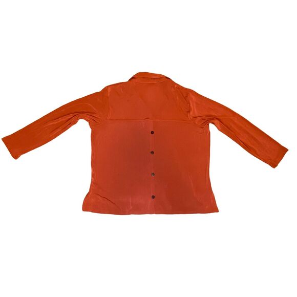 Coldwater Creek Jacket Shirt Travel Knit 1X Orange Front and Back Buttons New - Picture 2 of 5